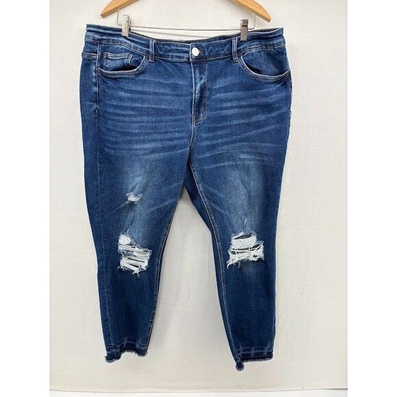 Vervet Denim - Vervet Jeans Plus Size 20 Skinny Leg Raw Hem Stretch Medium Wash